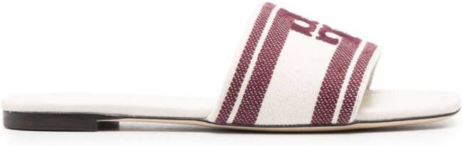 Tory Burch logo-embroidered open-toe flat slides