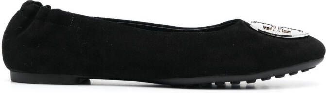 Tory Burch logo-plaque detail ballerina shoes Black