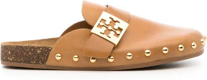 Tory Burch Mellow logo-plaque leather mules Brown