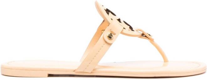 Tory Burch Miller cut-out leather flip-flops Neutrals