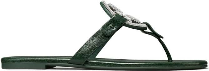 Tory Burch Miller Pavé leather sandals Green