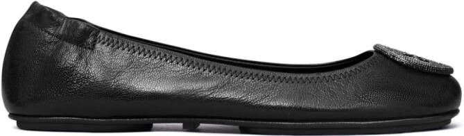 Tory Burch Minnie logo-plaque ballerina shoes Black