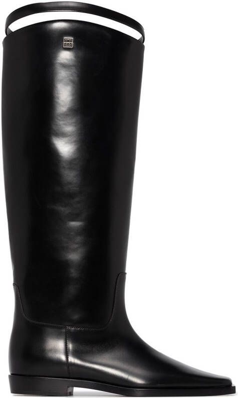 TOTEME square-toe strap riding boots Black