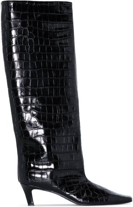 TOTEME The Wide Shaft croc-effect boots Black