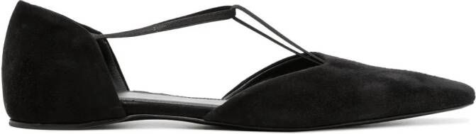TOTEME The T-Strap suede ballerina shoes Black
