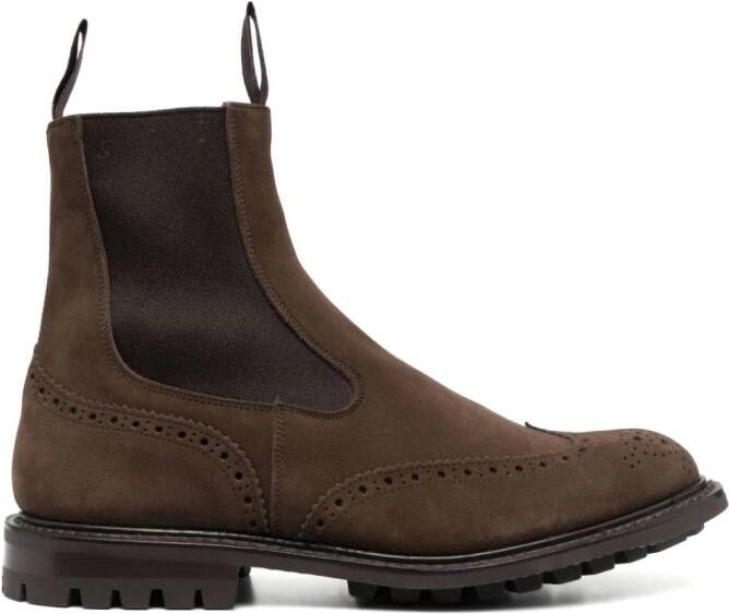 Tricker's Flint brogue-detail suede boots Brown