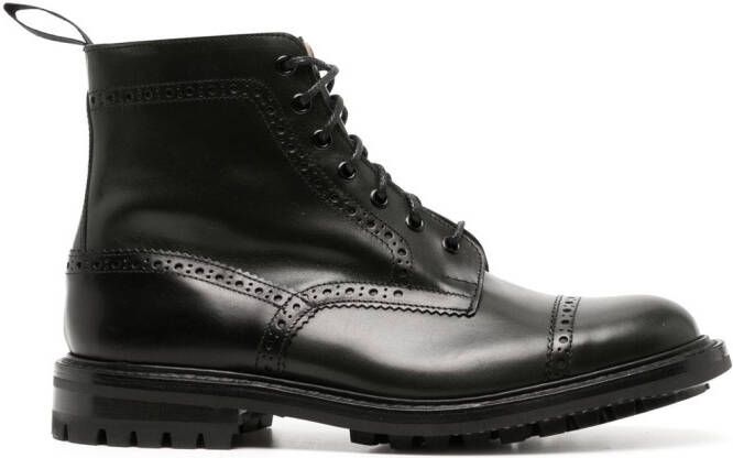 Tricker's lace-up leather ankle boots Black