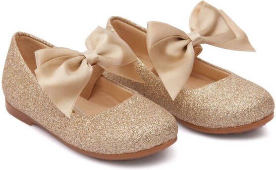 Tulleen bow-detail ballerina shoes Gold