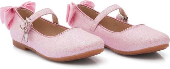 Tulleen bow-detail ballerina shoes Pink