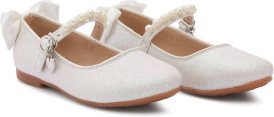 Tulleen bow-detail ballerina shoes White