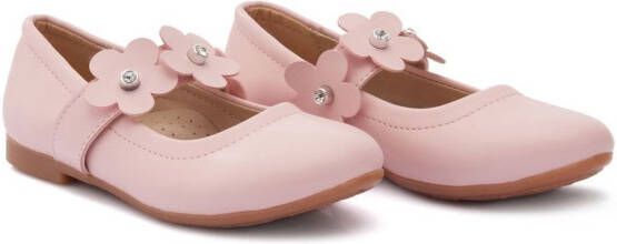 Tulleen floral-strap ballerina shoes Pink