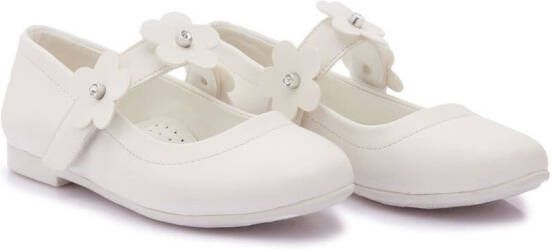Tulleen floral-strap ballerina shoes White