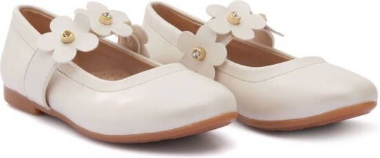 Tulleen floral-strap ballerina shoes White