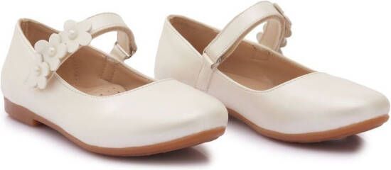 Tulleen floral-strap ballerina shoes White