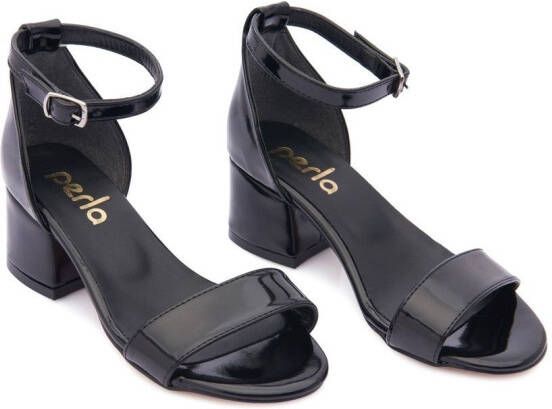 Tulleen patent open-toe sandals Black
