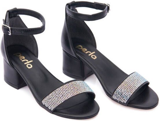 Tulleen rhinestone block-heel sandals Black
