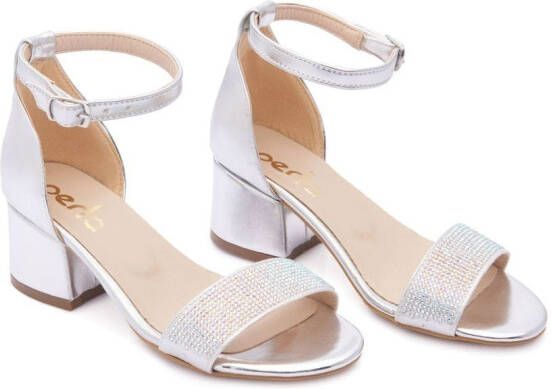 Tulleen rhinestone block-heel sandals Silver