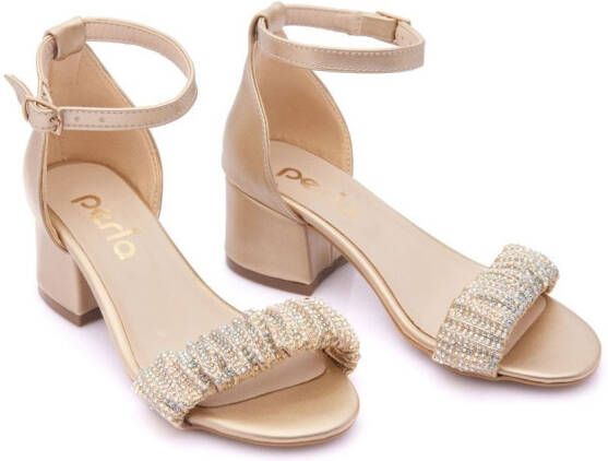Tulleen rhinestone-embellished scrunch-strap sandals Neutrals