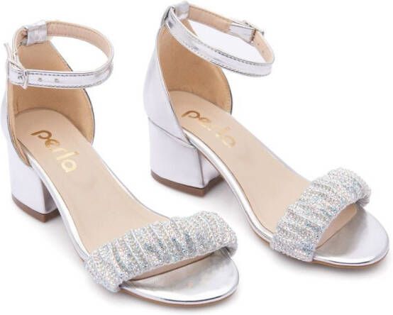 Tulleen rhinestone-embellished scrunch-strap sandals Silver