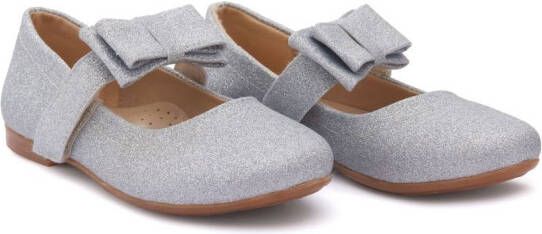 Tulleen sparkly silver bow ballerina flats