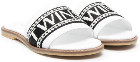 TWINSET Kids logo-print slides White