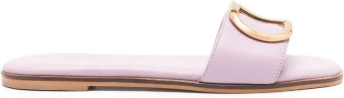 TWINSET logo-plaque leather slides Purple