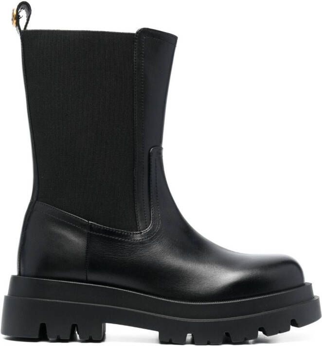 TWINSET ridged-sole leather boots Black