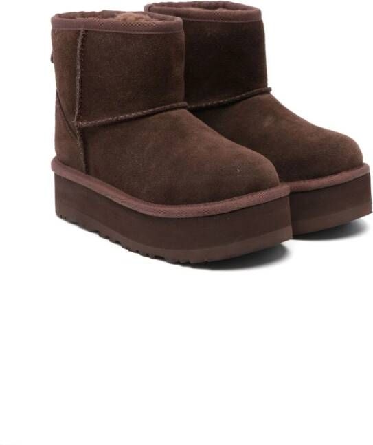 UGG Kids Classic Mini II logo-patch suede boots Brown