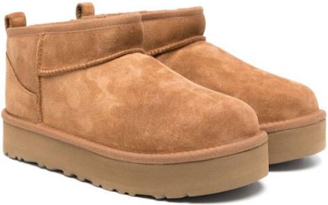 UGG Kids Classic Ultra Mini Platform suede boots Brown