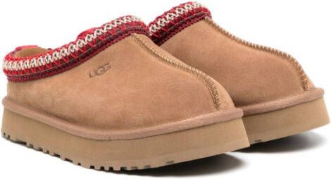 UGG Kids logo-debossed wool blend slippers Brown