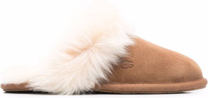 UGG Scuff Sis fur-trimmed slippers Brown