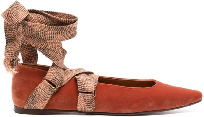 Ulla Johnson Arlo velvet ballerina shoes Brown