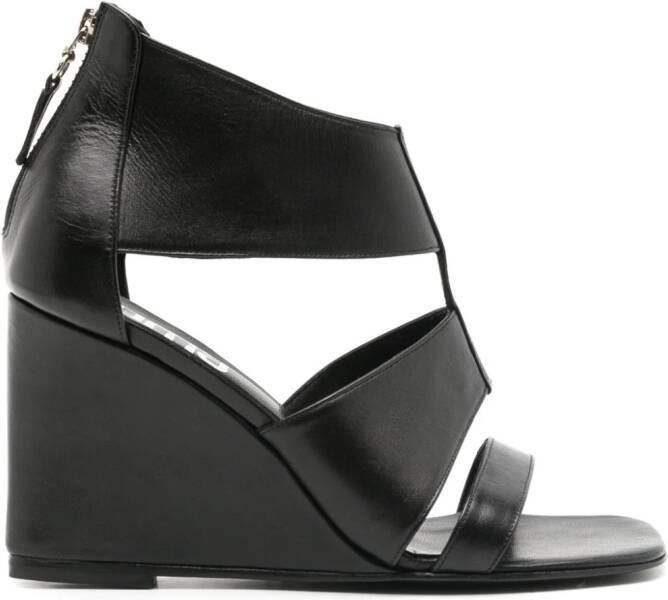 Uma | Raquel Blay Game 100mm leather wedge sandals Black