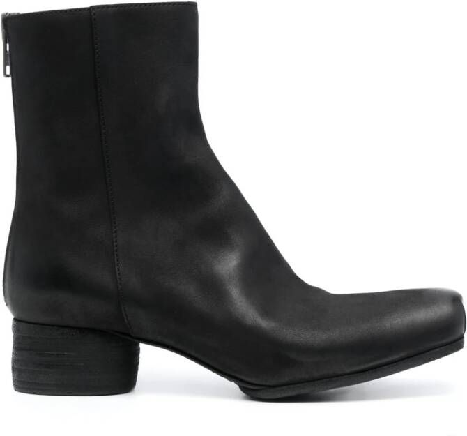 Uma Wang 45mm zip-up leather ankle boots Black