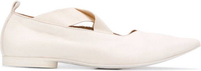 Uma Wang crisscross strap pointed toe ballerinas White