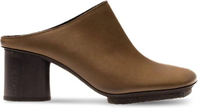 Uma Wang mid-heel leather mules Green