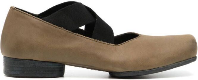 Uma Wang square-toe leather ballerina shoes Brown