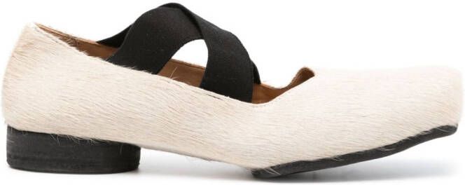 Uma Wang square-toe leather ballerina shoes Neutrals