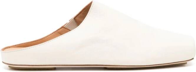 Uma Wang square-toe leather slippers White