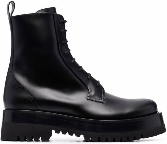 Valentino Garavani ankle-length lace-up boots Black