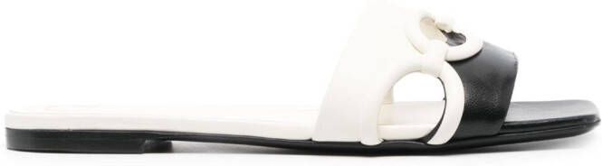 Valentino Garavani Chain 1967 leather flat sandals White