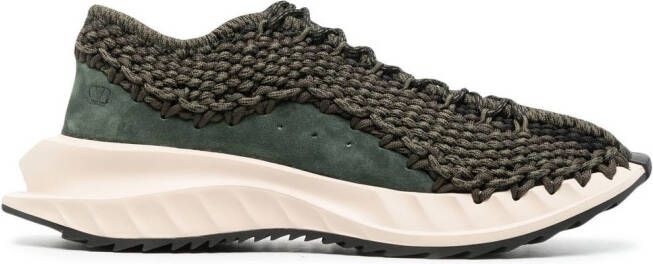 Valentino Garavani crochet-design lace-up sneakers Green
