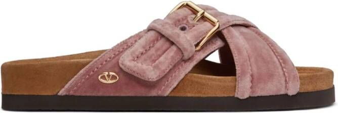 Valentino Garavani 30mm Fussfriend velvet sandals Pink
