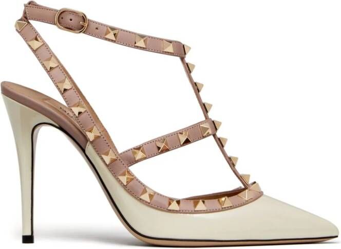 Valentino Garavani 100mm Rockstud caged pumps White
