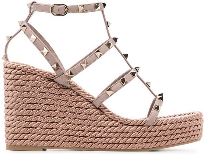 Valentino Garavani 95mm Rockstud wedge sandals Pink