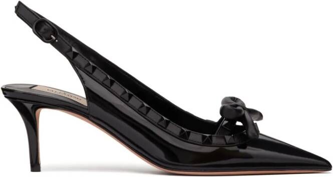Valentino Garavani 60mm Rockstud Bow slingback pumps Black