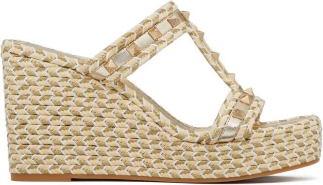 Valentino Garavani 90mm Rockstud wedge sandals Neutrals