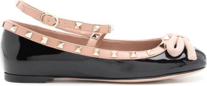 Valentino Garavani Rockstud bow-detailing ballerina shoes Black
