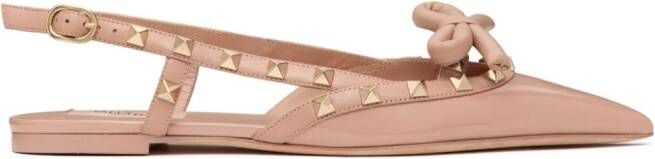 Valentino Garavani Rockstud Bow slingback ballerina shoes Pink