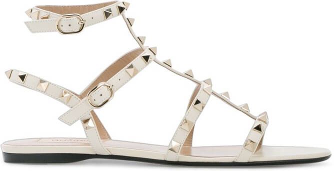 Valentino Garavani Rockstud caged flat sandals White